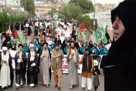 ریاستی ناانصافیوں کے خلاف اور علامہ راجہ ناصرعباس  کی بھوک ہڑتال کی حمایت میں ایم ڈبلیوایم کراچی شعبہ خواتین کی احتجاجی ریلی
