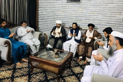 ایم ڈبلیوایم وفد کی علامہ مقصودڈومکی کی سربراہی میںجا معہ مطلع العلوم کوئٹہ میں سینیٹر حافظ حسین احمد کی وفات پر تعزیت