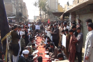 یوم شہدائے شکارپور پر ایم ڈبلیوایم نوشہرو فیروز کا احتجاج اوراجتماعی  قرآن خوانی